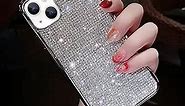 LUVI Compatible with Cute iPhone 14 Plus Bling Diamond Case Glitter for Women 3D Rhinestone Crystal Shiny Sparkly Protective Cover with Electroplate Plating Bumper Luxury Fashion Case Silver