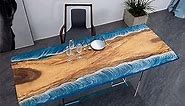 Customized Large Epoxy Table, Classic Live Edge Ocean Look, Resin Dining Table for 2, 4, 6, 8, Epoxy Coffee Table, Living Room Table, Home décor (Without Stand, 36 x 24 Inches)