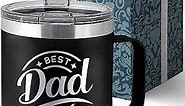 Livinges Dad Mug Dad Tumbler Fathers Day Mug - Best Dad Ever Mug Dad Birthday Gift Dad Presents - Dad Christmas Gifts from Daughter Son Kids Father Birthday Gift 14oz Stainless Steel Tumbler with Lid