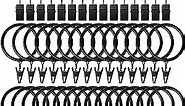 44 Pack Curtain Rings with Clips Hooks 1.26 inch Rustproof Matte Metal Stainless Steel Drapery Rings for Tension Rod Bracket Eyelets Decorative Hangers, Vintage Black (1.26" Interior Diameter)