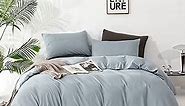 Luxlovery Blue Comforter Set Twin Dusty Blue Bedding Comforter Set Haze Blue Minimalist Bedding Set Cotton Soft Breathable Blanket Quilts Modern Dusty Blue Modern Comforter Set