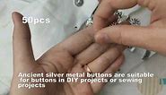 Button for Sewing 50 Pieces Antique Silver Metal Decorations Buttons，Mixed Vintage Style Flower Round Button