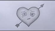 Draw a sad heart step by step || broken heart drawing
