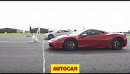 Nissan GT-R vs Ferrari 458 Speciale vs McLaren 650S - Drag Race | Autocar