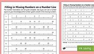 Filling In Missing Numbers on a Number Line to 50 Worksheet