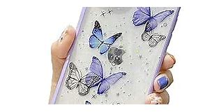 Shinymore iPhone XR Butterfly Case, Cute Pretty Butterfly Glitter Shockproof Soft Silicone Clear Girls Women Cover Case for iPhone XR-Purple