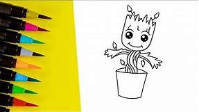 Coloring For Kids: Coloring Baby Groot