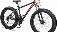 Ktaxon 26 Inch Bike Mountain Bike 4" Fat Tire Bike with 21-Speed Shifting System, Durable High-Carbon Steel Frame, Excellent Welding Technology, All Terrain Tires and 85% Assembled (Red&Black)
