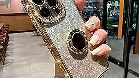 MUYEFW Case for iPhone 11 Pro Max Case Women Girl with Ring Stand Ring Holder Kickstand, Cute Glitter Sparkle Bling Protective Phone Case Cover (Gold)