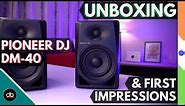 Pioneer DJ DM 40 UNBOXING & FIRST IMPRESSIONS | 4 inch Active Monitors for your DJ Setup at home.