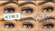 The Best Colored Contact Lenses for Brown Eyes! | Trying On ICOICE Natural Colors!