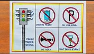 Traffic Rules Drawing / How to Draw Traffic Signal Easy Step By Step / Traffic Signal Light Drawing