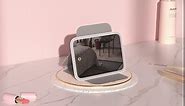 Kintion Travel Makeup Mirror, 8"*5.4" Portable LED Lighted Makeup Mirror, 360° Rotation Touch Screen Vanity Mirror, 3-Color Dimmable Lighting, Rechargeable Tabletop Folding Cosmetic Mirror