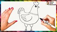 How To Draw A Hen Step By Step 🐔 Chicken Drawing Easy