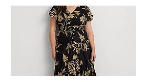 Lauren Ralph Lauren Plus Size Floral Flutter-Sleeve Maxi Dress - Macy's