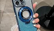 Glitter Diamond Magnetic Ring Holder Case for iPhone, Glitter Diamond Magnetic Ring Holder Case for iPhone 11 12 13 14 15 Pro Max (for iPhone 15PRO,Blue)
