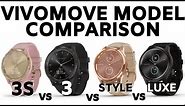 Garmin Vivomove Model Comparison and Feature Explanation - Vivomove 3S, 3, Style, Luxe Review