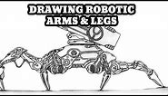 How to Draw Sci-fi - Robotic Arms or Legs (Timelapse Step by Step)