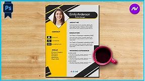 Elegant Resume, CV Design in Photoshop 2024 [Step-by-Step] Photoshop CV design.