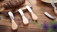 Patelai 12 Pieces Cheese Spreader Cheese Butter Knife Stainless Steel Butter Spreader Knives with Wooden Handle Sandwich Cream Cheese Cake Condiment Knife Set, 4.7 Inch