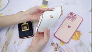 Elegant Luxury Phone Cover Compatible with iPhone 13 Pro Max Case, Love Heart Plating Case, with Perfume Mirror Stand Cute Women Girly Designer Cases, Black