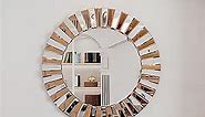 Artloge 24 inch Round Wall Mirror: Large Decorative Silver Glass Vanity with Beveled Crystal Bling Sunburst Frame Edge, Home Modern Art Deco for Livingroom Bathroom Diningroom Bedroom