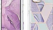 MATEPROX Compatible with iPhone 13 Mini Case iPhone 12 Mini case,Marble Design Slim Thin Stylish Geometric Cover(Marble Purple)