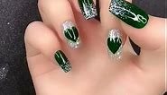 It's Really Beautiful Green & Silver Nail Art Design For Every Girl