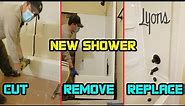 How to remove 1 piece shower stall & install new Lyons Bathtub Shower Kit from Menards
