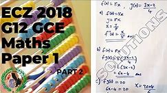 ECZ Grade 12 GCE Maths P1 2018 SOLUTIONS (Q7 to Q10) | Zambian Past Paper