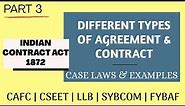 Types of Agreement and Contract | Kinds of Agreement and Contract | Indian Contract Act | PART 3