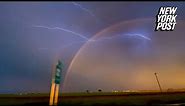 WATCH: Double Rainbow Pierced By Spectacular Lightning Strike in Texas | New York Post