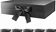 Green Bean 5 Large Gift Boxes with Ribbon 13x9.7x3.4 Inches, Black Gift Boxes with Lids Large, Groomsmen Proposal Boxes, Luxury Gift Boxes for Presents (Glossy Black)