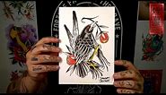 How to draw a Raven (Tattoo flash drawing)