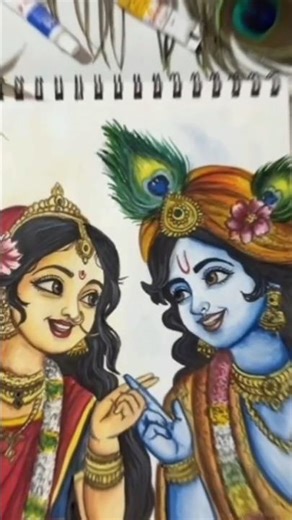 "Amazing Krishna Drawing & Painting | khubsurat art creation #KrishnaDrawing #KrishnaPainting "