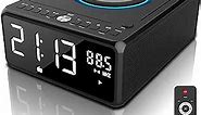 Gelielim CD Players for Home, Bluetooth Boombox with Remote, CD Clock Radio, 10W Fast Wireless Charging, Digital FM Radio, CD Player Portable with Headphone Jack, USB & AUX Ports, Dimmable LED Display