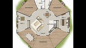 2 Bed Round House Plan:170.0 m2