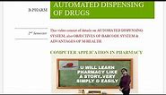 Automated Dispensing Of Drugs(Automated dispensing cabinet)