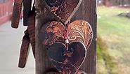 Wood Hearts. Wooden Heart Decor with Vintage Floral Swirl Design. Western Home Decor