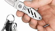 Mini Keychain Knife, 2pcs Small Folding Pocket Knives with Liner Lock, 1.6 Inch Blade, Perfect Edc Tool for Women Teens (Silver)