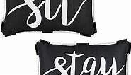 Outdoor Pillow Covers 12 x 20 Inch, Waterproof Black Lumbar Throw Pillows for Patio Porch Furniture Couch, Black Decorative Cushion Cover, Spring Summer Pillow Cases for Sofa Chair Garden, Set of 2