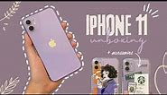IPHONE 11 (purple) aesthetic unboxing in 2022 + accessories 💟