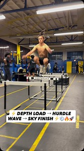 ⚡ DEPTH LOAD → HURDLE WAVE → SKY FINISH ⚡💨🔥🚀 🧪 Start from height. Absorb. React. Go. This sequence challenges how fast you can control force and immediately turn it into momentum. One powerful depth reaction flows into repeated explosive hurdles, quick mid-sequence adjustments, and finishes with a vertical catch under load. No reset. No pause. Just elastic response. 🧬 Builds reactive strength, minimal ground contact efficiency, momentum control, vertical power, and high-level landing mechan