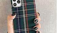 Warm Flannel Plaid Cloth Phone Case Simple Plush Fabric Phone Case Compatible with iPhone 11 12 Mini Pro Max SE 2020 7 8 6 6S Plus XR X XS Cover (Compatible with iPhone Xs max, Green)