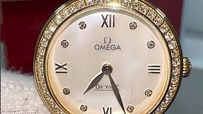 Exhibit elegance with this Omega gold diamond bezel women’s watch!