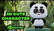3D Cute Character Panda | Tutorial Modeling Blender | TimeLapse