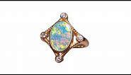 Gem Quality Coober Pedy Opal Ring Four Diamonds 14k Gold - 7964 | FlashOpal