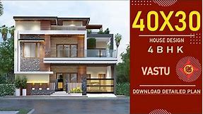 40x30 3D Home Design | Vastu House | 1200 Sqft House Plan | 40*30 House Plan | 40by30 House Plan |