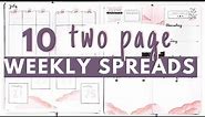 10 TWO-PAGE Bullet Journal Weekly Spread Layouts