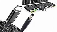 USB C to DC Adapters 19 Set Power Plug Kit - Universal Charger Supply Cable Braided PD Cord & 5.5x2.1mm Round Barrel Jack for MSI Acer Asus Thinkpad IBM Lenovo Dell HP Laptop Charging Connector Tips